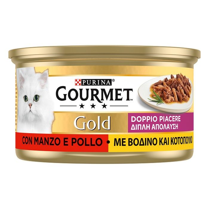 GOURMET GOLD DOUBLE PLEASURE ΜΕ ΒΟΔΙΝΟ ΚΑΙ ΚΟΤΟΠΟΥΛΟ 85g