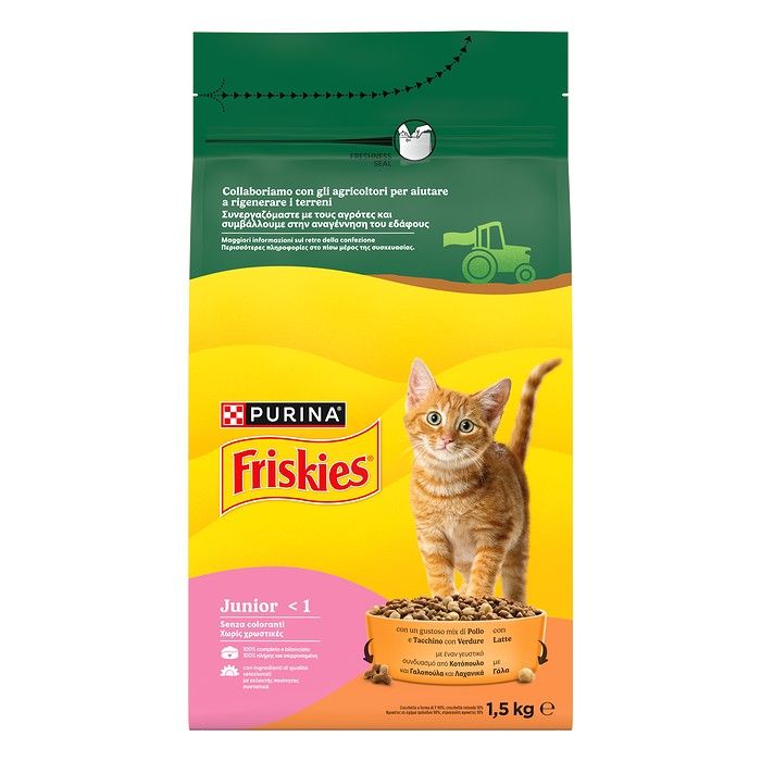 Friskies Junior Κοτόπουλο Γάλα Λαχανικά 1,5kg