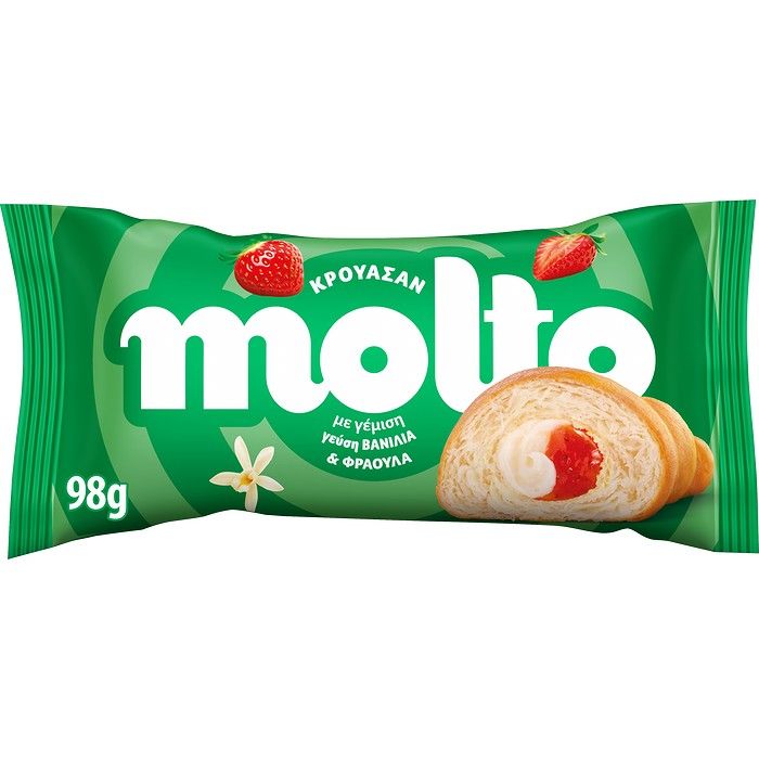 Molto Κρουασάν Βανίλια-Φράουλα 98G