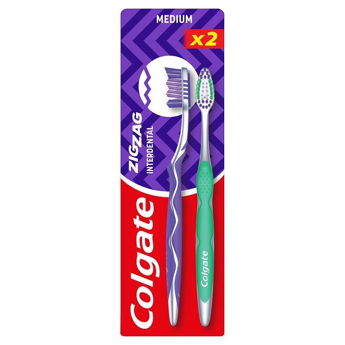 Colgate Zig Zag Μέτρια Οδοντόβουρτσα Διπλή Συσκευασία (2τεμ)