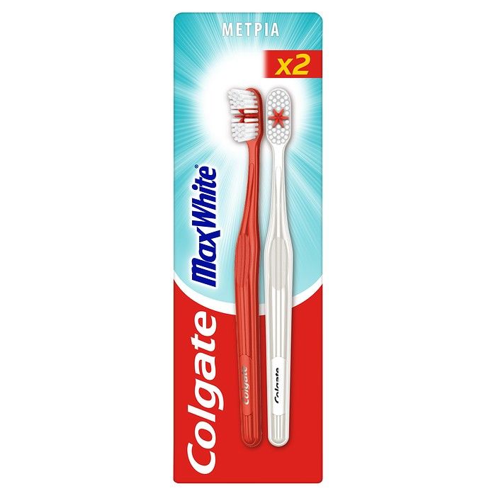Colgate Max White Μέτρια Οδοντόβουρτσα Διπλή Συσκευασία