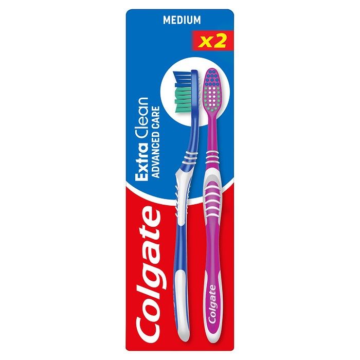 Colgate Extra Clean Μέτρια Οδοντόβουρτσα Διπλή Συσκευασία (2τεμ)