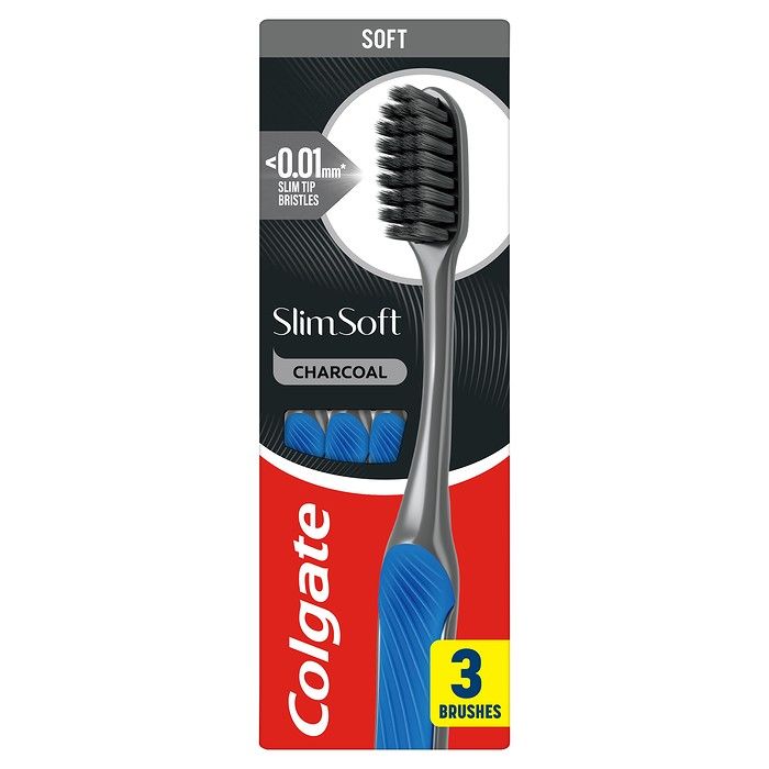 Colgate Slim Soft Charcoal Μαλακή Οδοντόβουρτσα Τριπλή Συσκευασία (3τεμ)