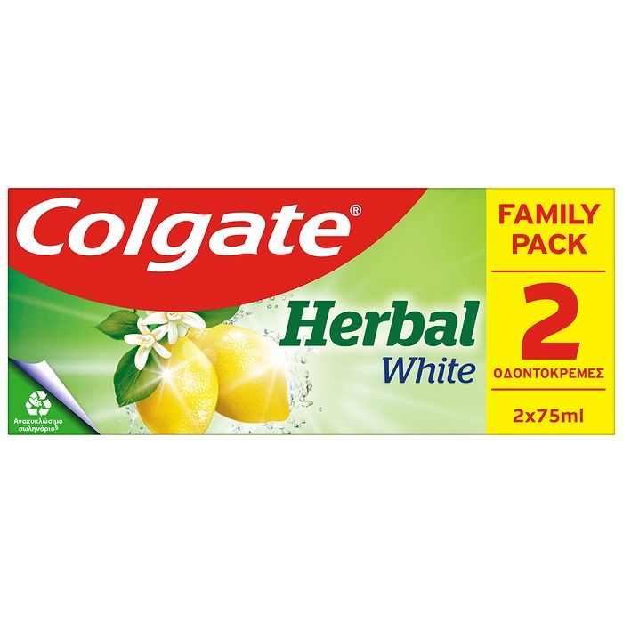 Colgate Herbal White Οδοντόκρεμα 75ml 2x75ml FAMILY PACK