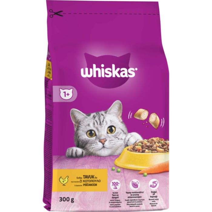 WHISKAS® Adult Πλήρης Ξηρή Τροφή για Γάτας Γεμιστές Κροκέτες με Κοτόπουλο 300g