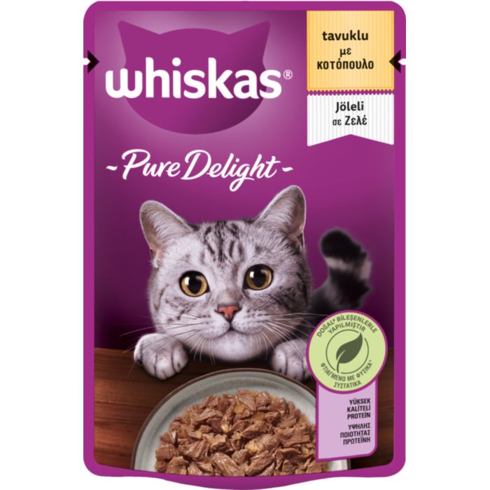 WHISKAS® Pure Delight Adult Πλήρης Υγρή Τροφή Γάτας Κοτόπουλο σε Ζελέ Φακελάκι 85g