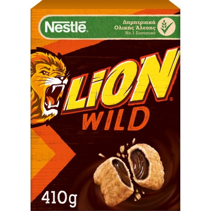 Nestle LION® WILD Δημητριακά Πρωινού Ολικής Άλεσης με Σοκολάτα και Καραμέλα 410g