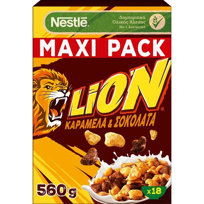 Nestle LION® Δημητριακά Πρωινού Ολικής Άλεσης με Σοκολάτα και Καραμέλα 560g