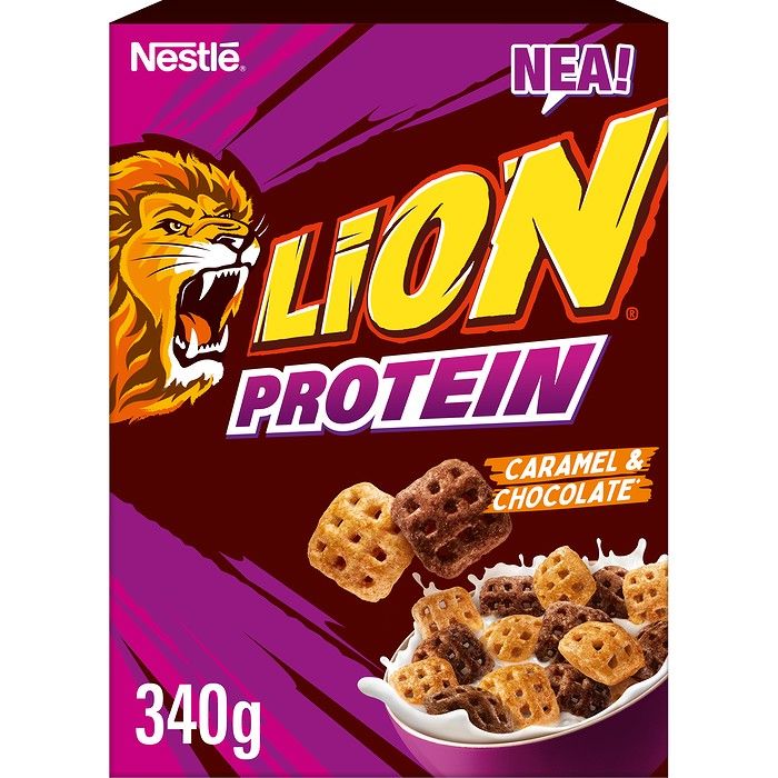 Nestle LION® Protein Δημητριακά Πρωινού Ολικής Άλεσης 340g με καραμέλα και σοκολάτα