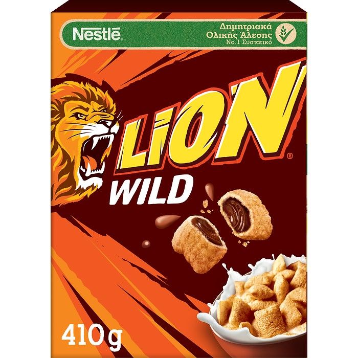 Nestle LION® WILD Δημητριακά Πρωινού Ολικής Άλεσης με Σοκολάτα και Καραμέλα 410g