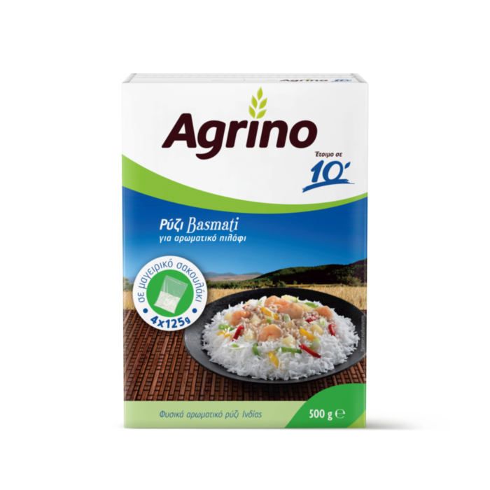 AGRINO ΡΥΖΙ BASMATI 10'l ΛΕΠΤΟ ΣΑΚΟΥΛΑΚΙ 500ΓΡ