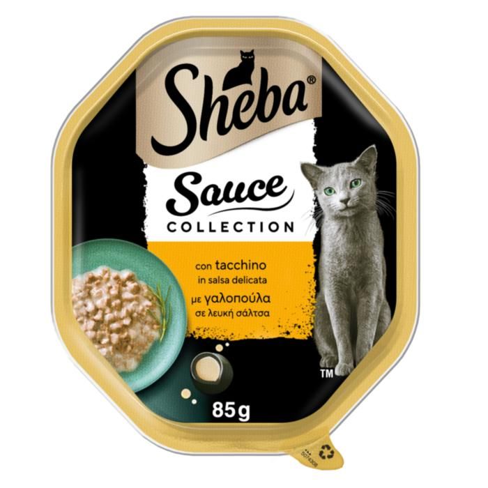 SHEBA® Adult Πλήρης Υγρή Τροφή Γάτας Γαλοπουλα σε Λευκή Σάλτσα Δισκάκι 85g