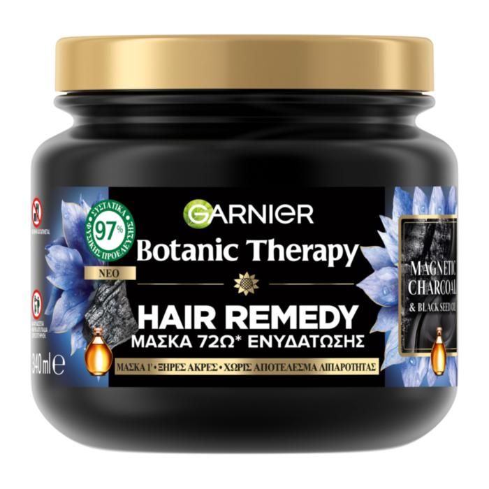 BOTANIC THERAPY MAGNETIC CHARCOAL ΜΑΣΚΑ ΜΑΛΛΙΩΝ 340ML ΓΙΑ 72Ω ΕΝΥΔΑΤΩΣΗ