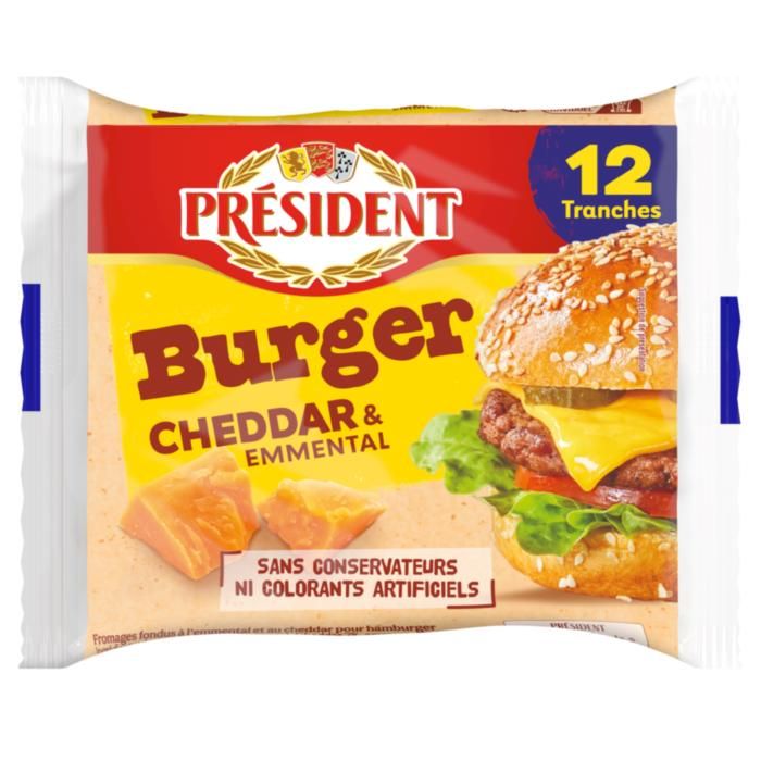 PRESIDENT τηγμένο τυρί CHEDDAR BURGER σε φέτες 200g