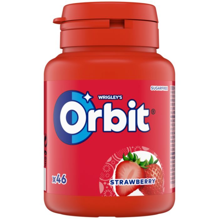 ORBIT Τσίχλες Φράουλα Μπουκάλι 46 τεμ. 64g.
