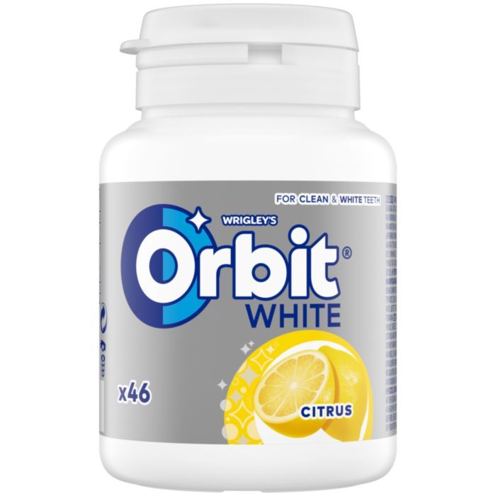 ORBIT Τσίχλες White Citrus Μπουκάλι 46 τεμ. 64g.