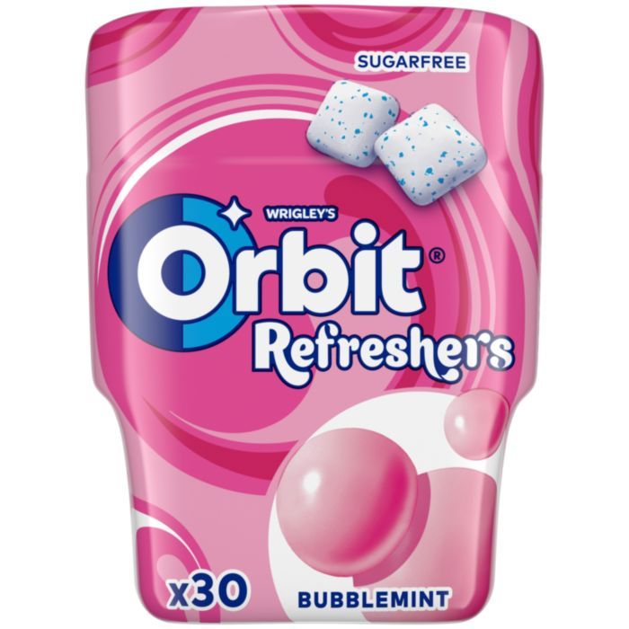 ORBIΤ REFRESHERS Τσίχλες Bubblemint Μπουκάλι 30τεμ. 67g.