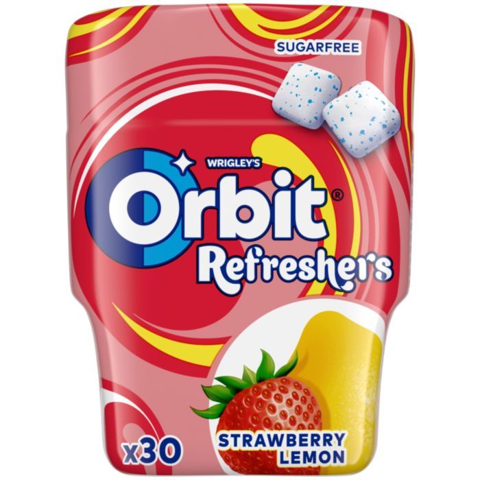 ORBIT REFRESHERS Τσίχλες Stawberry Lemon Μπουκάλι 30τεμ. 67g.