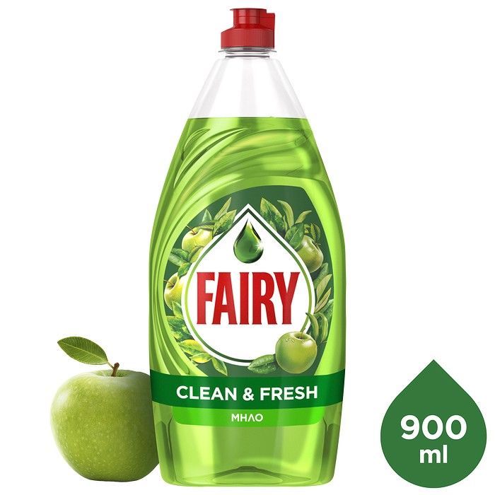 Fairy Clean & Fresh Υγρό Πιάτων Μήλο - 900ML