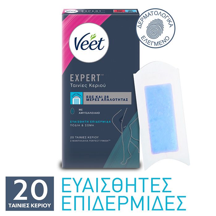 Veet  Ταινίες Αποτρίχωσης για σώμα και πόδια Expert Κρύο Κερί για Ευαίσθητες Επιδερμίδες 20τεμ