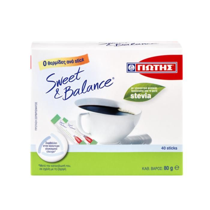 SWEET & BALANCE ΓΛΥΚΑΝΤΙΚΟ STEVIA ΣΕ STICKS 80g