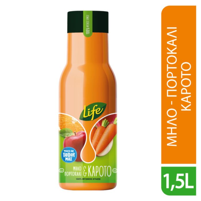 LIFE ΜΗΛΟ ΠΟΡΤΟΚΑΛΙ ΚΑΡΟΤΟ 1,5LT.