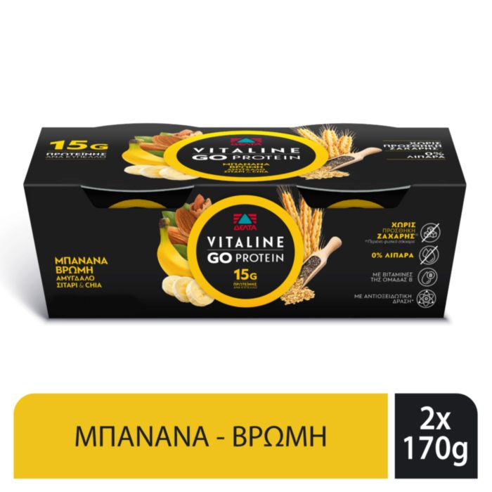 Vitaline Go protein Μπανάνα-Βρώμη 2x170g