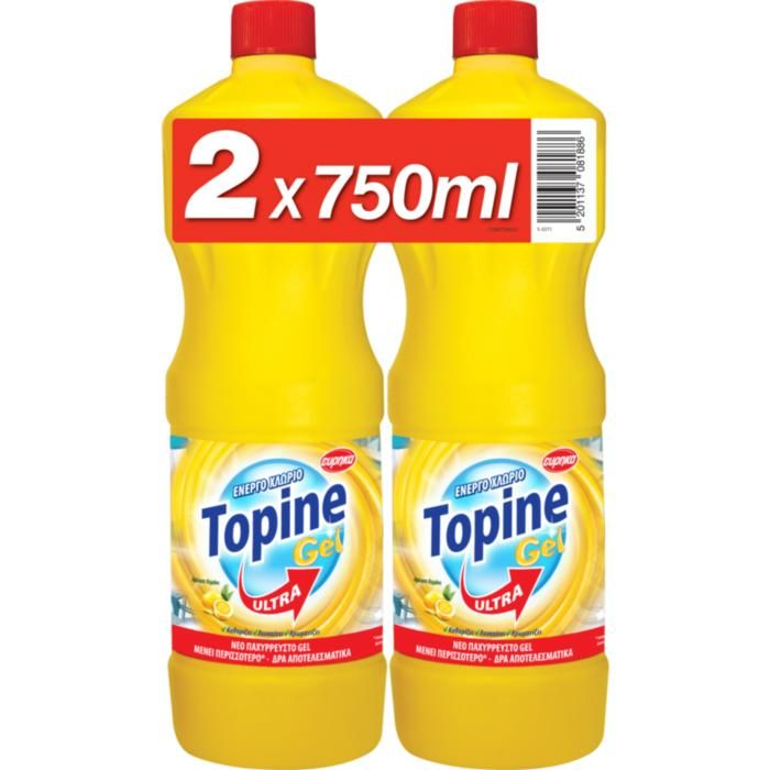 TOPINE GEL ΧΛΩΡΙΟ ΛΕΜΟΝΙ 750ML X 2TEMAXIA