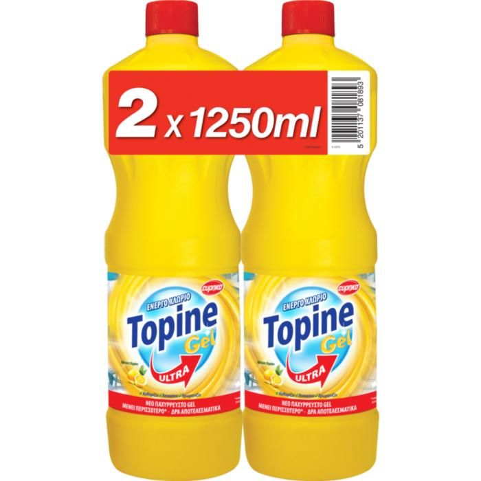 TOPINE GEL ΧΛΩΡΙΟ ΛΕΜΟΝΙ 1250ML X 2TEMAXIA