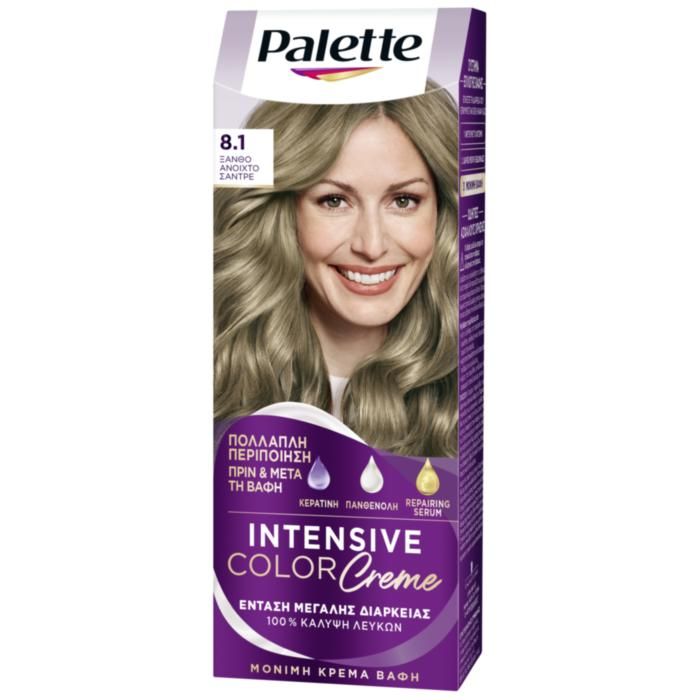 Palette Μόνιμη Κρέμα Βαφή Μαλλιών 8.1 ΞΑΝΘΟ ΑΝΟΙΧΤΟ ΣΑΝΤΡΕ