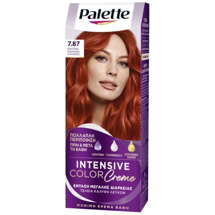 Palette Μόνιμη Κρέμα Βαφή Μαλλιών 7.87 ΕΝΤΟΝΟ ΚΟΚΚΙΝΟ ΧΑΛΚΙΝΟ