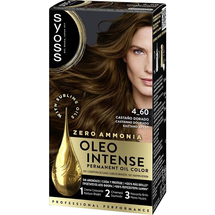 Syoss Oleo Intense Μόνιμη Κρέμα Βαφή Μαλλιών 4-60 Καστανό Χρυσό