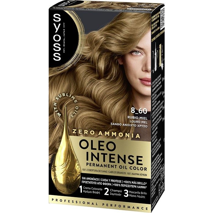Syoss Oleo Intense Μόνιμη Κρέμα Βαφή Μαλλιών 8-60 Ξανθό Ανοιχτό Χρυσό