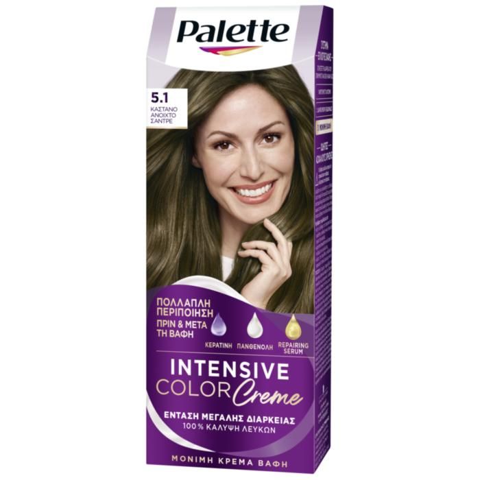 Palette Μόνιμη Κρέμα Βαφή Μαλλιών 5.1 ΚΑΣΤΑΝΟ ΑΝΟΙΧΤΟ ΣΑΝΤΡΕ