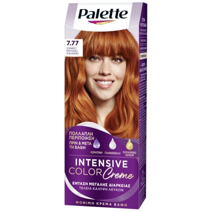 Palette Μόνιμη Κρέμα Βαφή Μαλλιών 7.77 ΞΑΝΘΟ ΕΝΤΟΝΟ ΧΑΛΚΙΝΟ