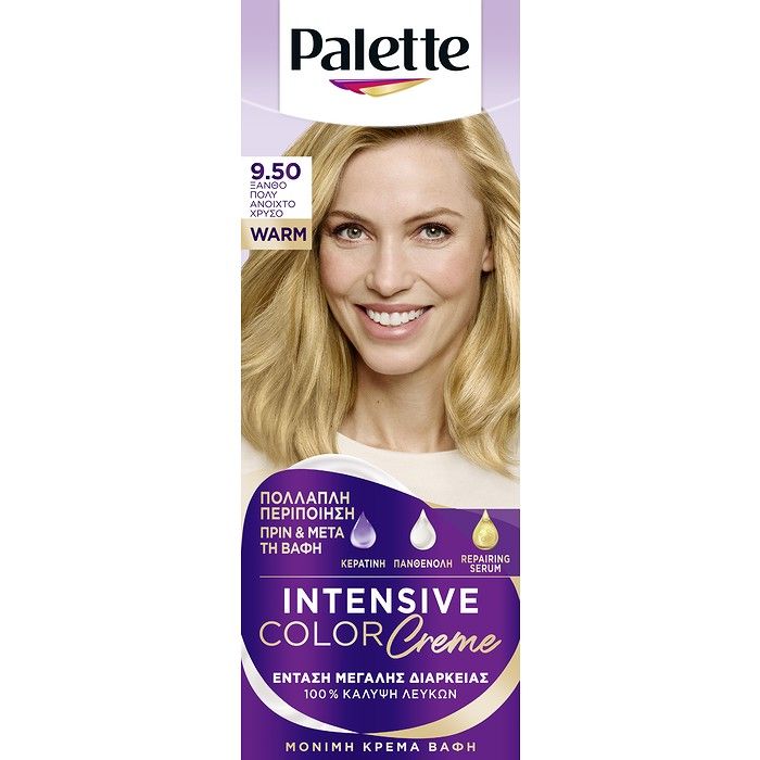 Palette Μόνιμη Κρέμα Βαφή Μαλλιών 9.50 ΞΑΝΘΟ ΠΟΛΥ ΑΝΟΙΧΤΟ ΧΡΥΣΟ