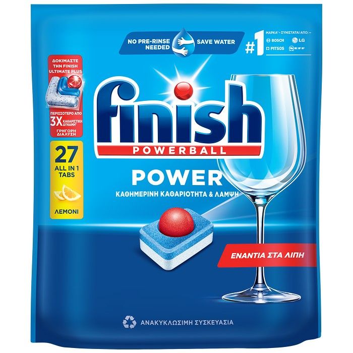 FINISH Ταμπλέτες Πλυντηρίου πιάτων Power All in 1 Λεμόνι 27 ταμπλ.