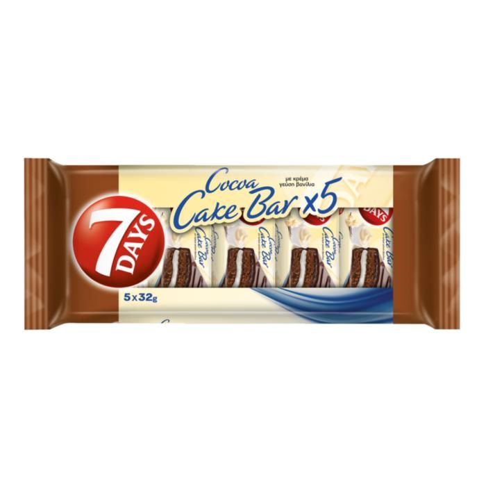 7Days Cake Bar Με Κρέμα Βανίλια Και Επικάλυψη Πολυσυσκευασία 5X32G
