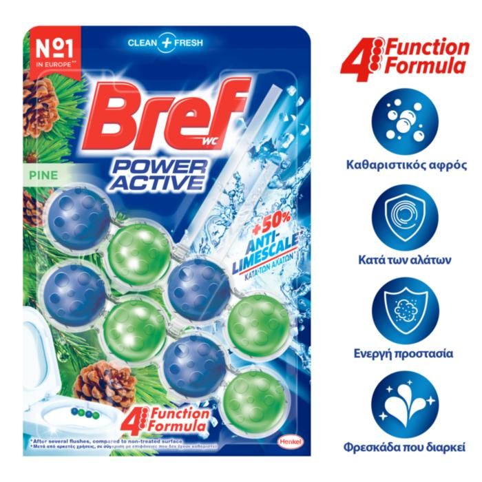 Bref WC Block Power Active Pine Forest Μπλοκ Τουαλέτας 2x50g