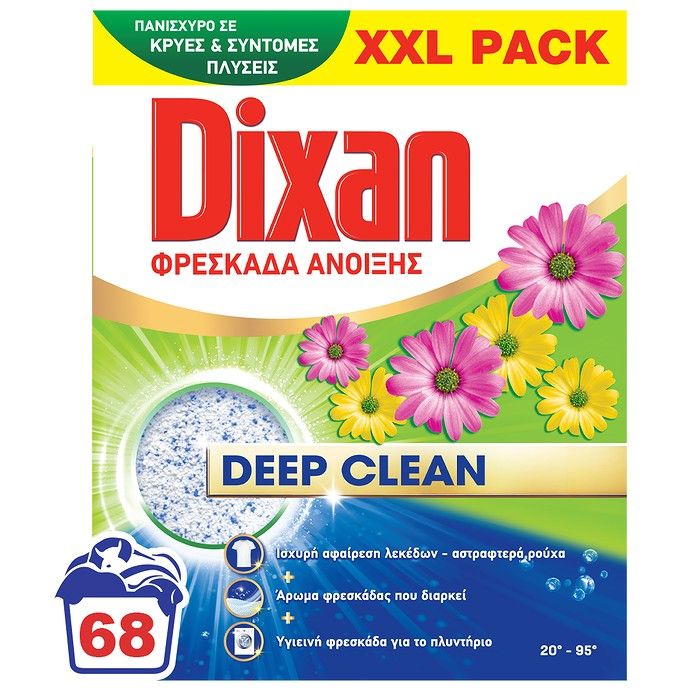 Dixan Απορρυπαντικό Πλυντηρίου Ρούχων σε Σκόνη Φρεσκάδα Άνοιξης 3,4kg 68μεζ