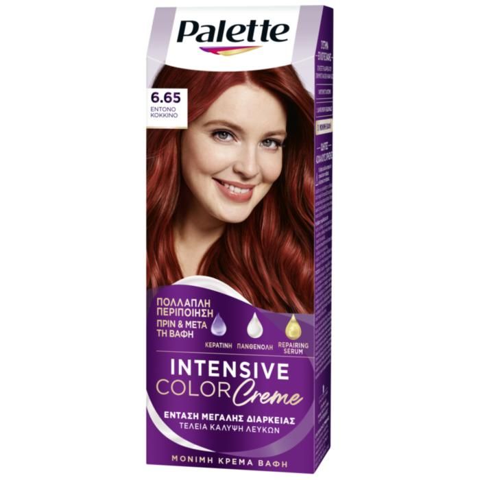 Palette Μόνιμη Κρέμα Βαφή Μαλλιών 6.65 ΕΝΤΟΝΟ ΚΟΚΚΙΝΟ