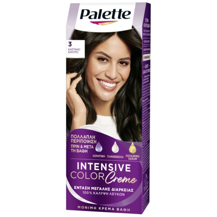 Palette Μόνιμη Κρέμα Βαφή Μαλλιών Μαλλιών 3 ΚΑΣΤΑΝΟ ΣΚΟΥΡΟ