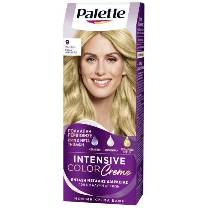 Palette Μόνιμη Κρέμα Βαφή Μαλλιών 9 ΞΑΝΘΟ ΠΟΛY ΑΝΟΙΧΤΟ