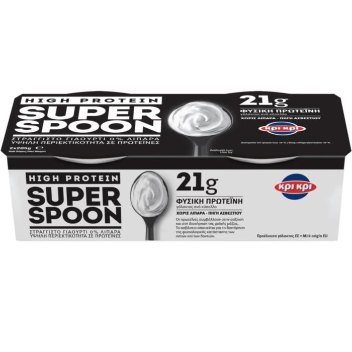 ΚΡΙ ΚΡΙ SUPER SPOON PLAIN HIGH PROTEIN ΣΤΡΑΓΓΙΣΤΟ ΓΙΑΟΥΡΤΙ 2X205g
