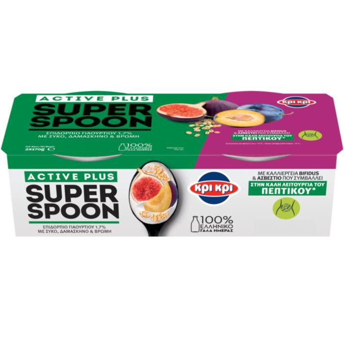KΡΙ ΚΡΙ SUPER SPOON ACTIVE PLUS ΣΥΚΟ-ΔΑΜΑΣΚΗΝΟ-ΒΡΩΜΗ ΕΠΙΔΟΡΠΙΟ ΓΙΑΟΥΡΤΙΟΥ 2X170g