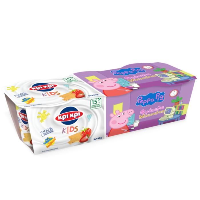 ΚΡΙ ΚΡΙ ΚIDS ΕΠΙΔΟΡΠΙΟ ΓΙΑΟΥΡΤΙΟΥ PEPPA PIG ΦΡΑΟΥΛΑ-ΜΠΙΣΚΟΤΟ 3x140g