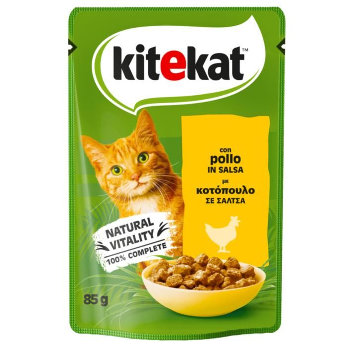 KITEKAT® Adult Πλήρης Υγρή Τροφή Γάτας Κοτόπουλο σε Σάλτσα Φακελάκι 85g