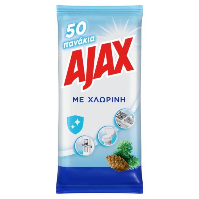 Ajax Για Όλες Τις Χρήσεις με Χλωρίνη Πανάκια Καθαρισμού (50τεμ)