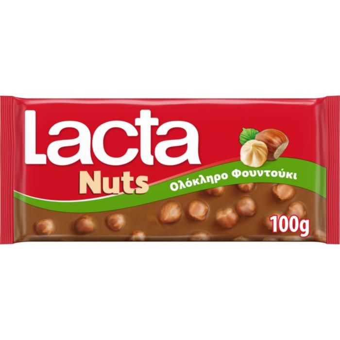 Lacta Nuts Σοκολάτα Γάλακτος Ολόκληρο Φουντούκι 100G