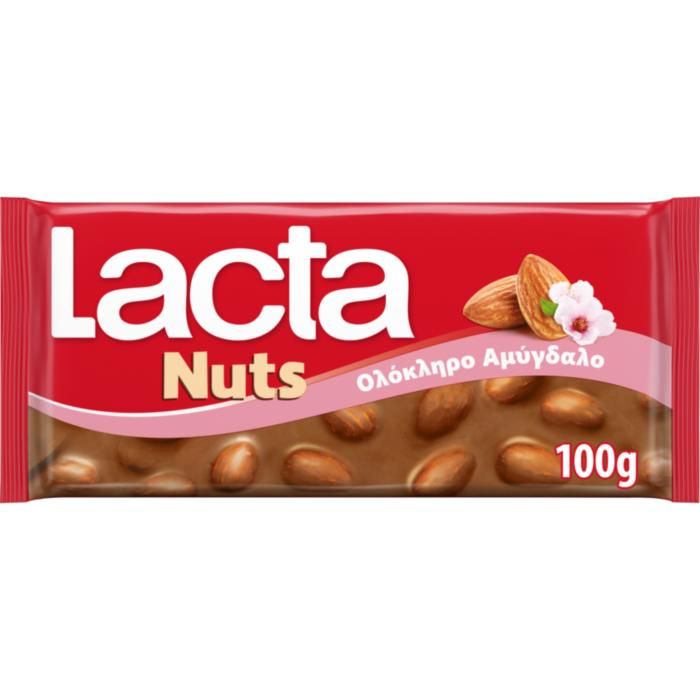 Lacta Nuts Σοκολάτα Γάλακτος Ολόκληρο Αμύγδαλο 100G